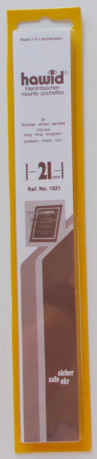 (image for) Hawid Stamp Mounts - Black 21mm x 210mm Strips
